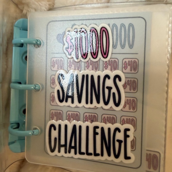 Clear $1000 Savings Challenge Binder - Teal Accent - Picture 3 of 5